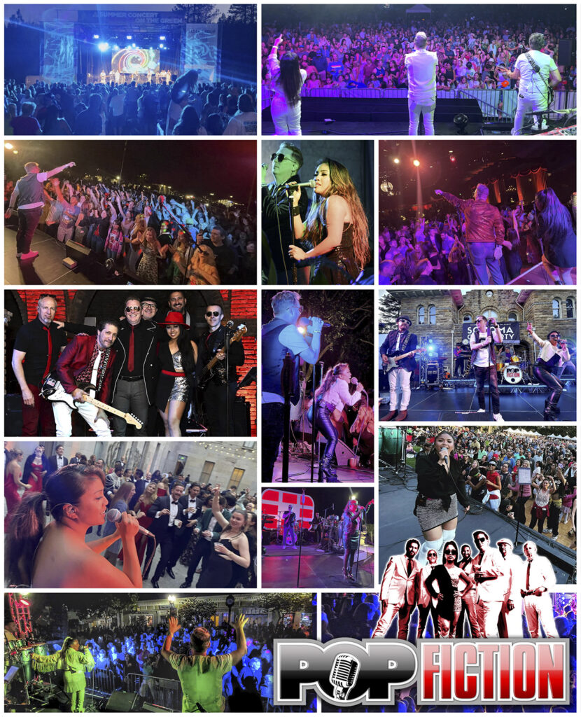 Pop Fiction Northern California's top cover band for weddings and corporate parties and events. Pop Fiction plays in San Francisco, Lake Tahoe, Napa Valley Wine Country, Silicon Valley, Monterey, Carmel, Sacramento, SF Bay Area, East Bay, Las Vegas, Los Angeles